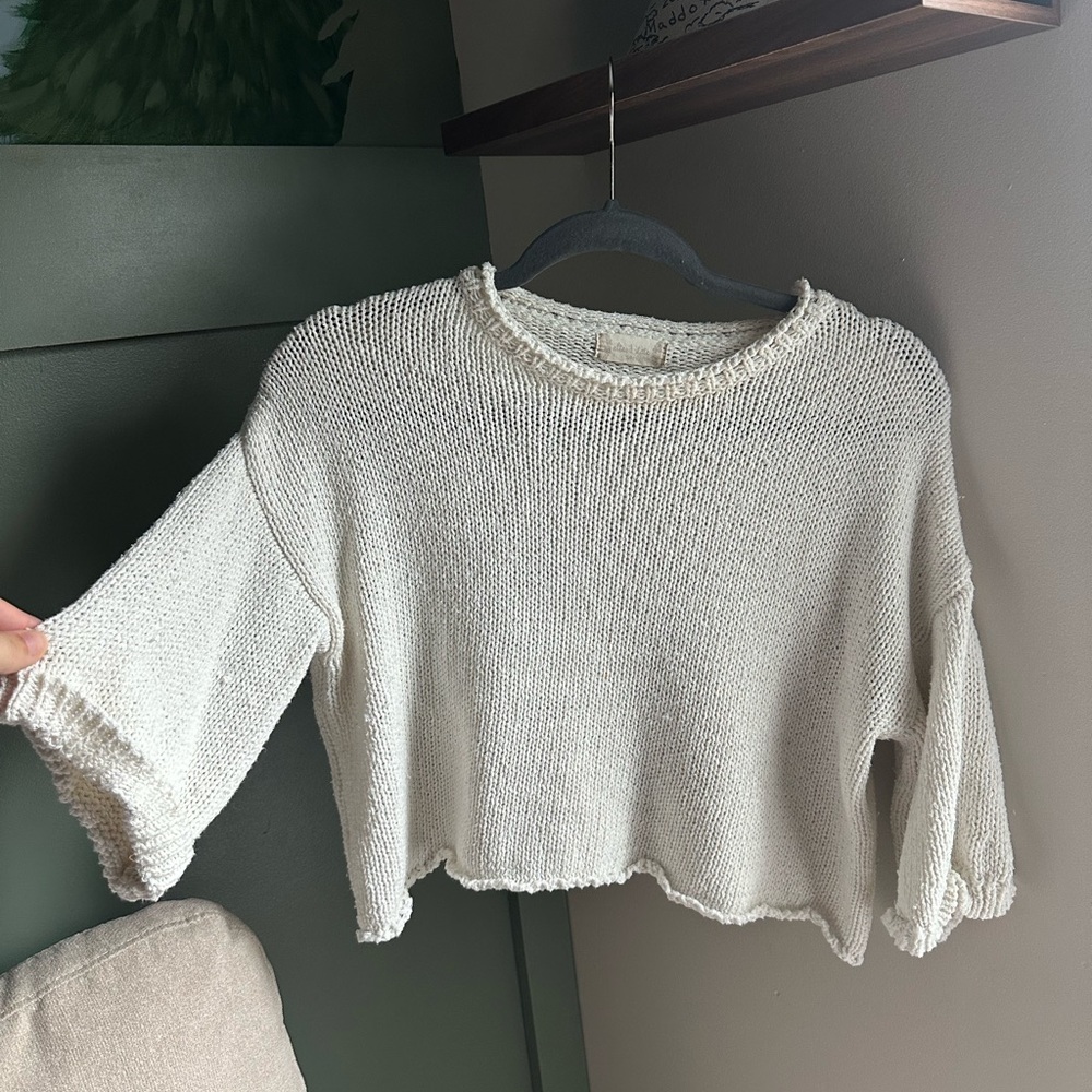 Altar'd State Cream Knit Crop Top